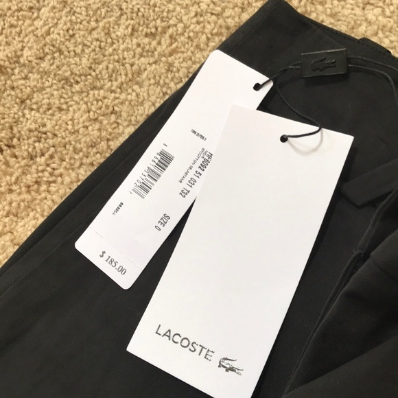 NWT! LACOSTE Size 0 black slim fit twill pants - Picture 2 of 8